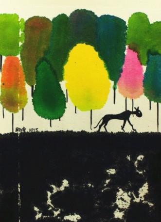 《我的色彩森林17》15×12cm 纸本水彩 2014