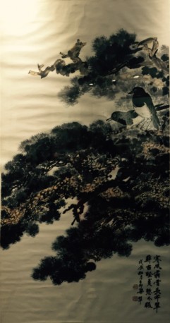 梁树年《喜鹊枝头》1988年68×136cm(1)