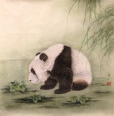敬双武 熊猫戏蝗虫（一） 72×72 
