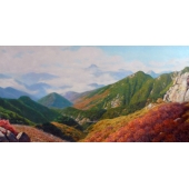 P45郑哲《泰山》朝鲜油画160×81创作于2013年