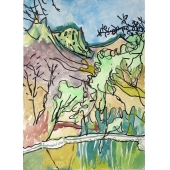 习作《风景-2》水彩，纸本，23×33cm，2015年