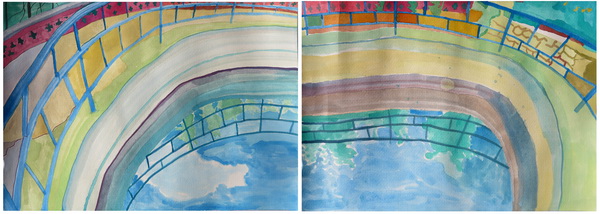 习作《水塘》水彩，纸本，27×76cm，2015年