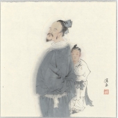 孙俊之中国画线描《向任伯年致敬》