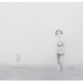 王光林《穿比基尼的少女》35x35cm 纸本水墨 2014