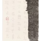 Transfer script, Night   冷清水拓字   31 x 31cm   Ink on Xuan paper   2015