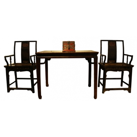 朱漆镜台，酒桌，黑漆官帽椅