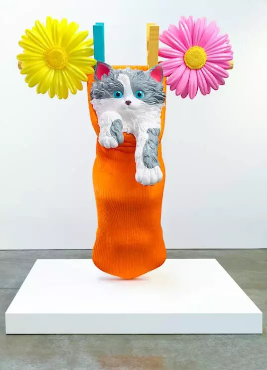 Cat on a Clothesline (Orange)