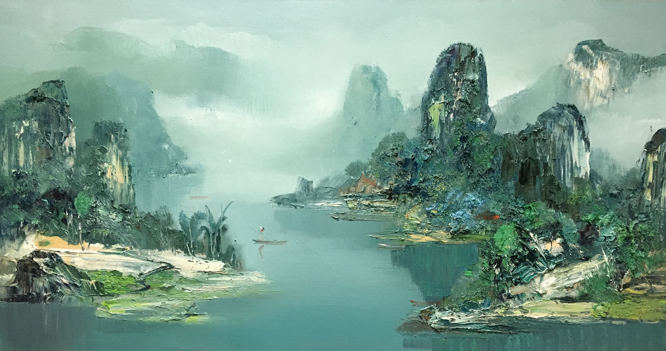 桂林山水水粉画图片