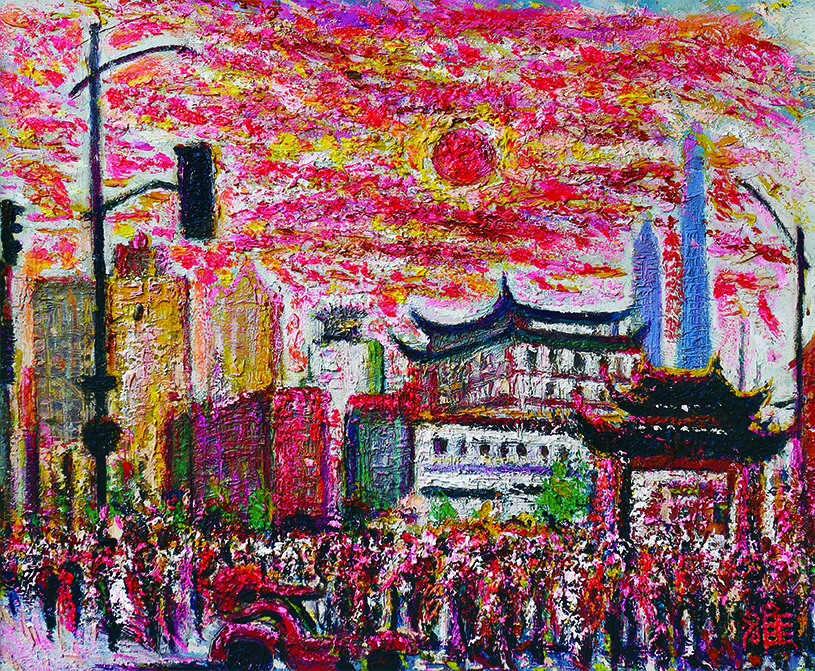 上海老街晚霞  50cm 60cm  油彩画布  2005