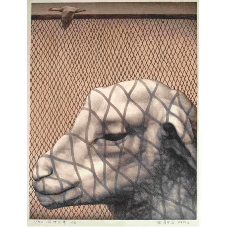 网中之羊之一　58×43cm1992 石版 (3)