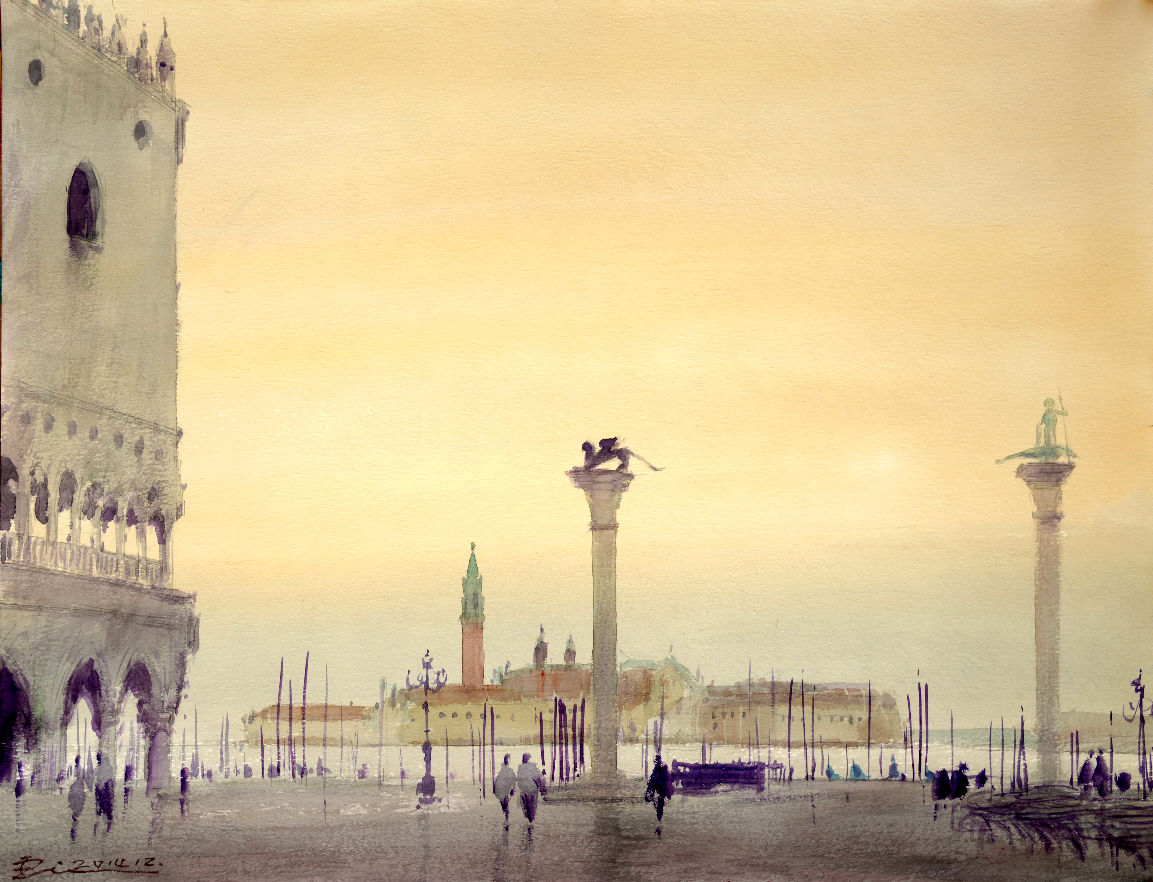 《  雨后中的圣马可广场》65x50cm 2014年12月