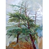 布面油画：《三棵松树》60×80 2014