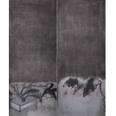 《寻人启事之二十八》 纸本水墨 75×180cm×2 2015