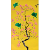 董重《花和鸟No.2》 布面油彩丙烯 150×80cm 2013