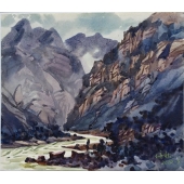 大渡河金口河组画之《峡谷奔流向东去》