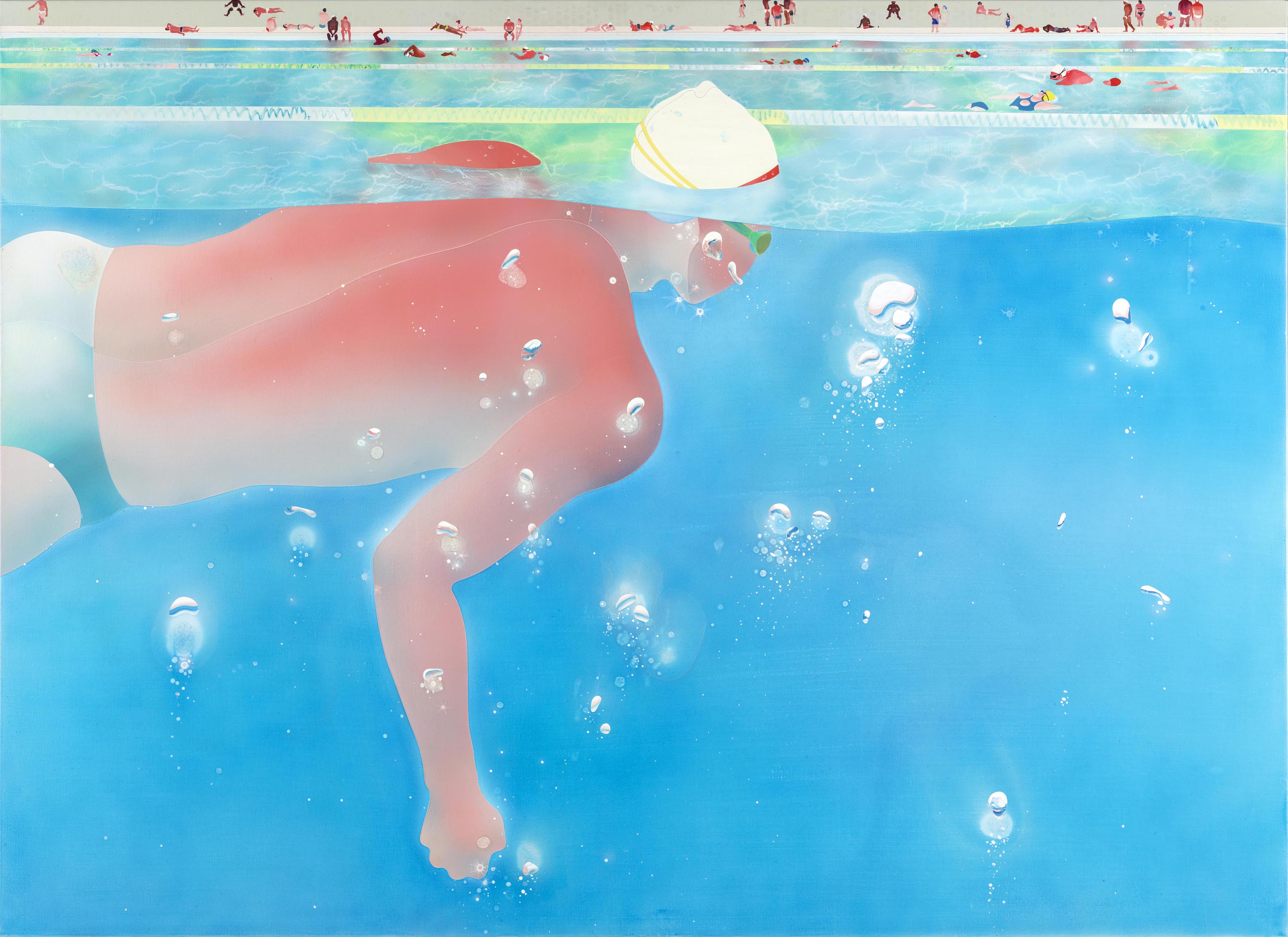 泳池系列-漂浮2 Floating2_130x180 cm_壓克力、畫布Acrylic on Canvas_2015