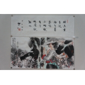 刘向平 书法(楼鸟23x69)加画(34x69) 