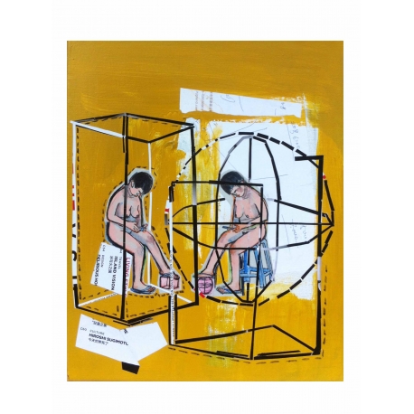 梁超富-《几何标本 5》-40x30cm-布面综合材料-2014