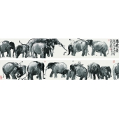 戴卫 群象图  2005年作   高30cm；宽176cm 放在鹤寿图之后