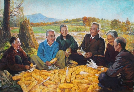 【朝鲜油画】与老农民欢聚