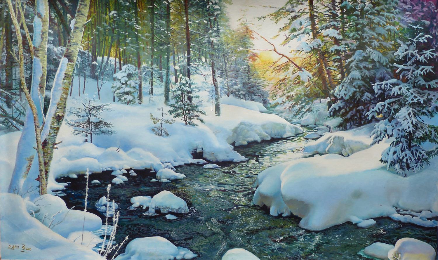 【朝鲜油画】冬日的树林