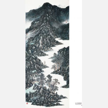 江上青山带雨色