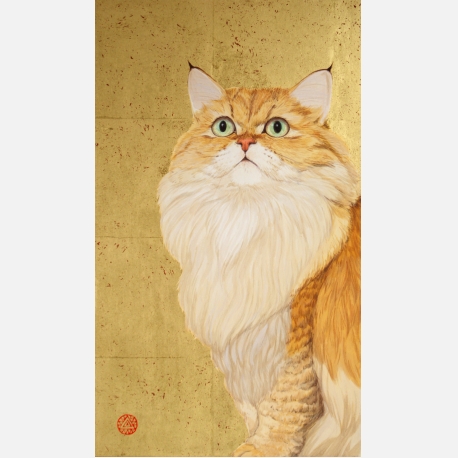 Cat咪咪Maruyama Yuki丸山友纪2015,35X21,Rock color and gold leaf