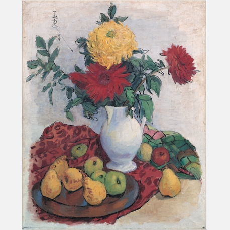 大麗菊與水果  1944