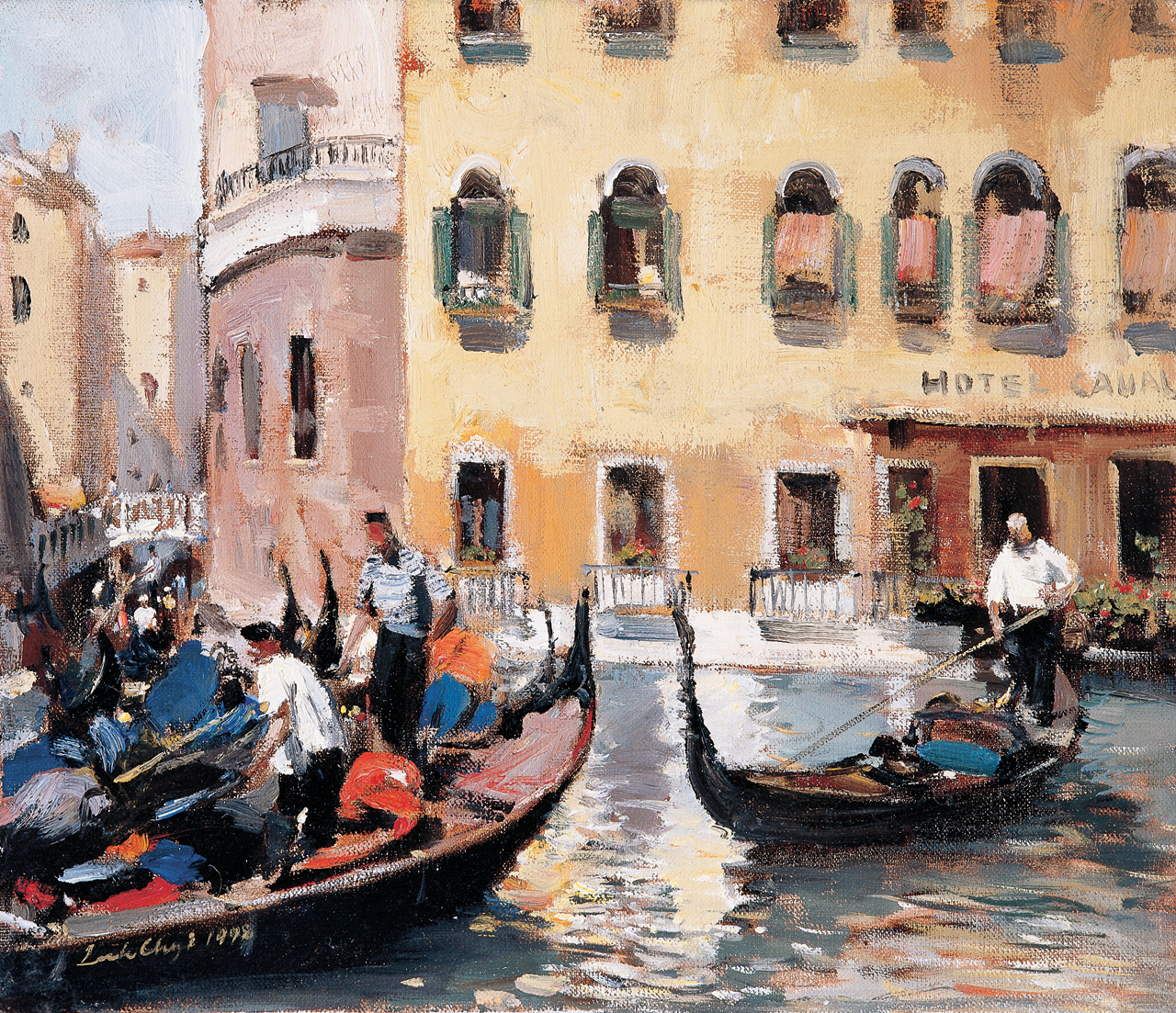 威尼斯油画作品 小船图片