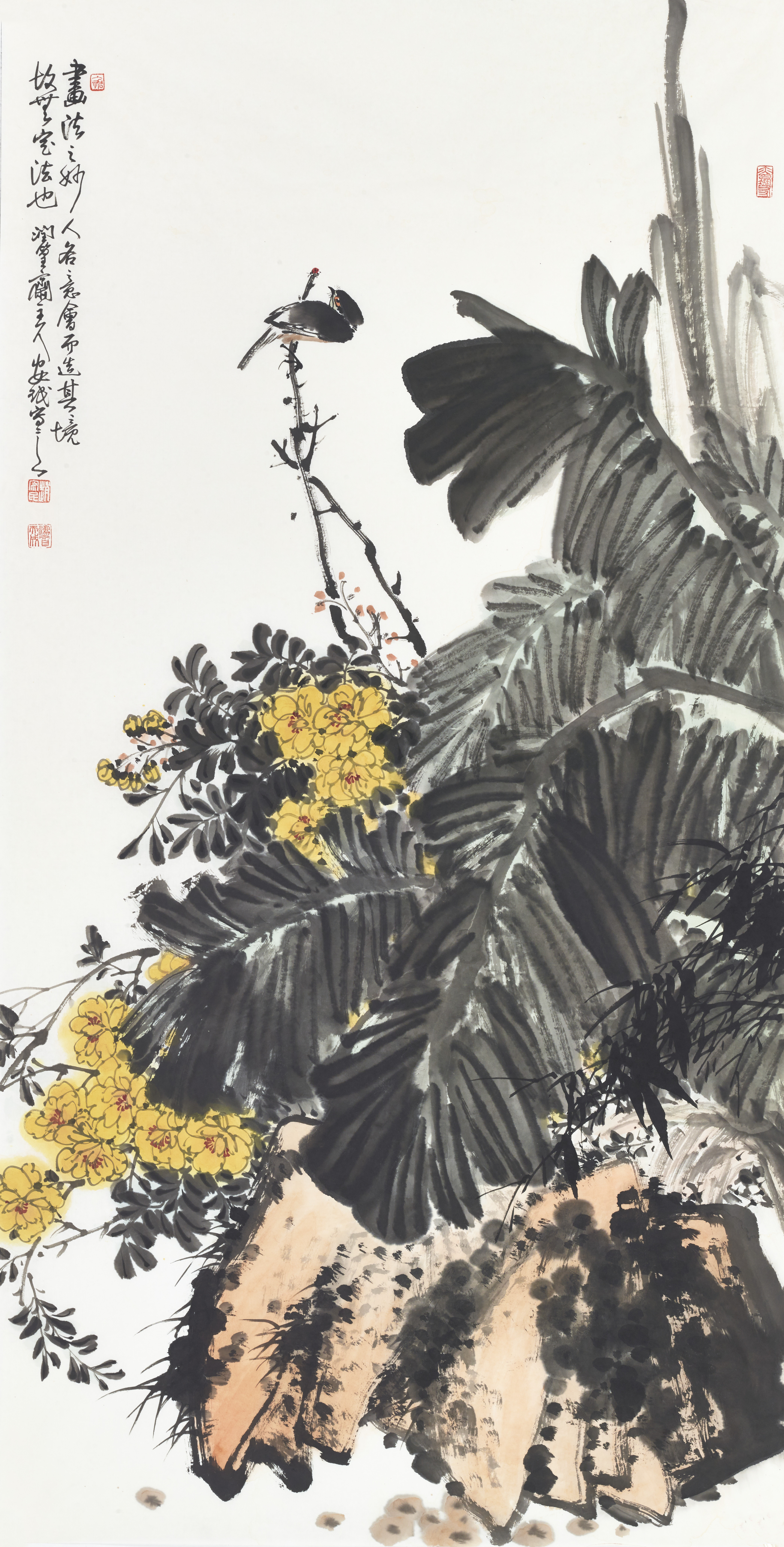 赵安民  花鸟138cmX68cm  2014年