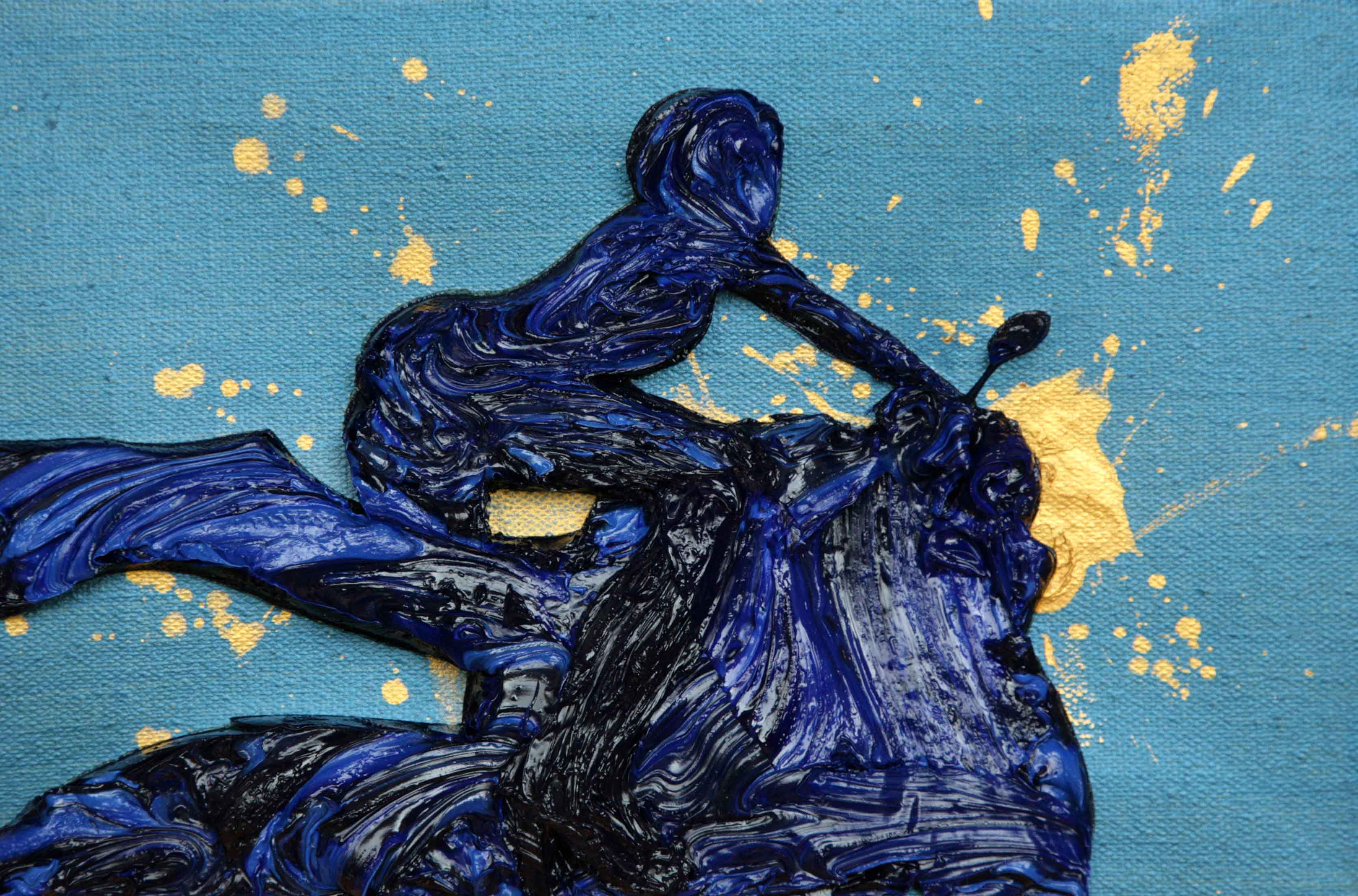 Dark Blue Girl on Bike (Dark Blue Boots - Jeans Box) - 20x30 - 