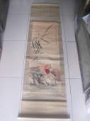 杨葆益 天津 民国著名画家 鸳鸯花鸟条幅，尺寸120-41cm