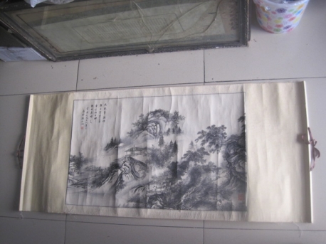 杨伯润 浙江 海上画派 山水横幅，尺寸77-48cm