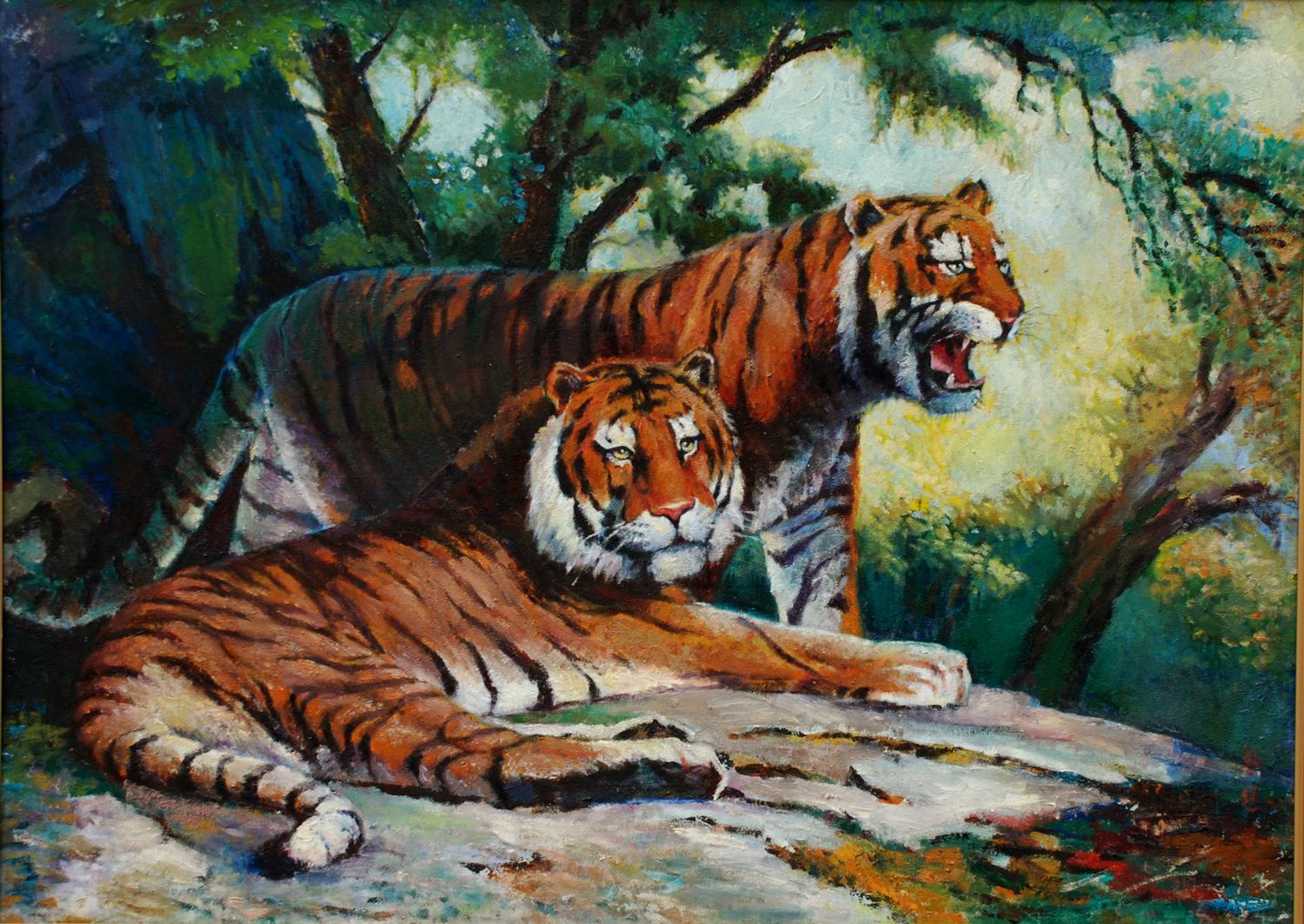 【朝鲜油画】 老虎 