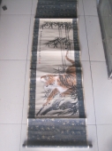 朱文侯 浙江 上海中国画院画师 猛虎竹林图条幅，尺寸103-36cm