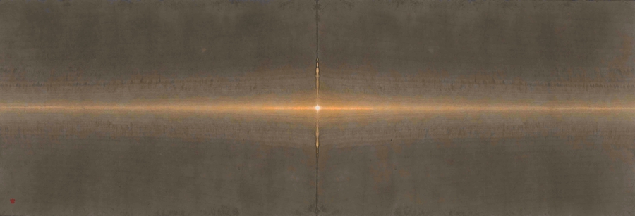 1413-2014-瞬息之六-136×47cm-宣纸水墨，矿物质色，水彩