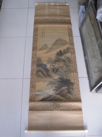 秋瑾 福建 鉴湖女侠 绢本山水中堂，尺寸107-41cm