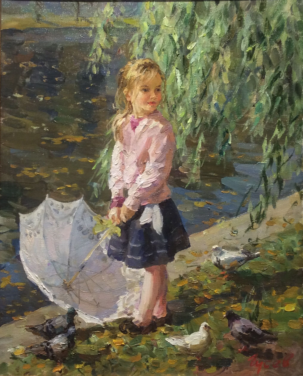 小女孩与鸽子 