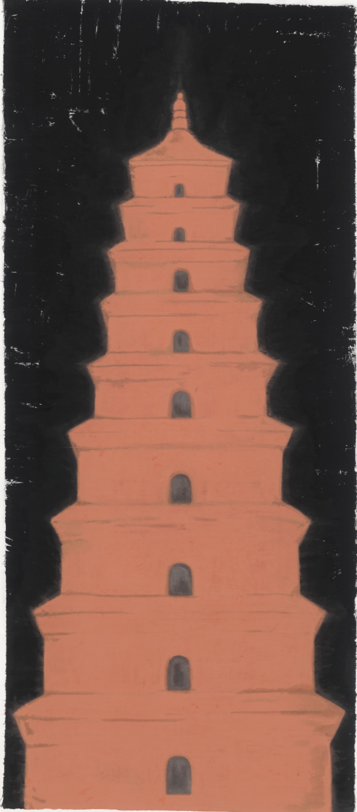 黄丹HUANG Dan  《浮图》Buddha Tower  370×160cm 纸本设色Ink and color on Paper  2016