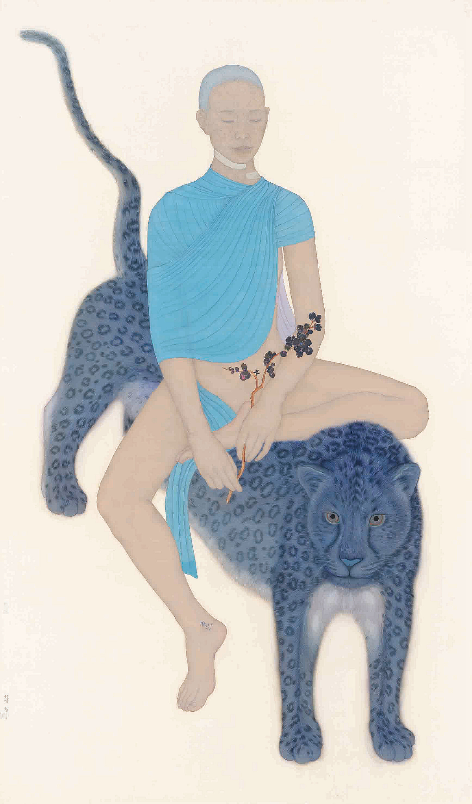 祝铮鸣ZHU Zhengming  《青隐》Hidden in Blue  190×110cm  绢本设色Ink and Color on Silk  2013