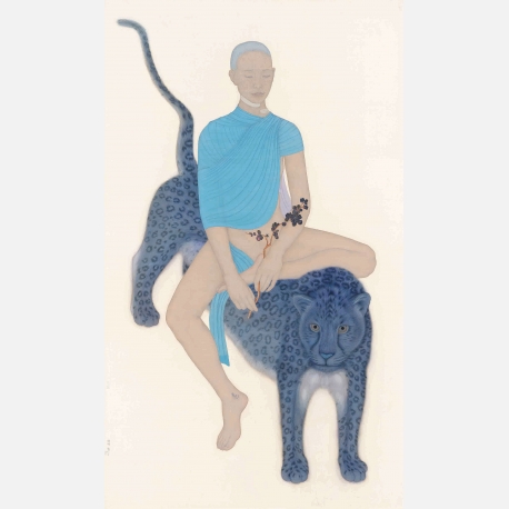 祝铮鸣ZHU Zhengming  《青隐》Hidden in Blue  190×110cm  绢本设色Ink and Color on Silk  2013