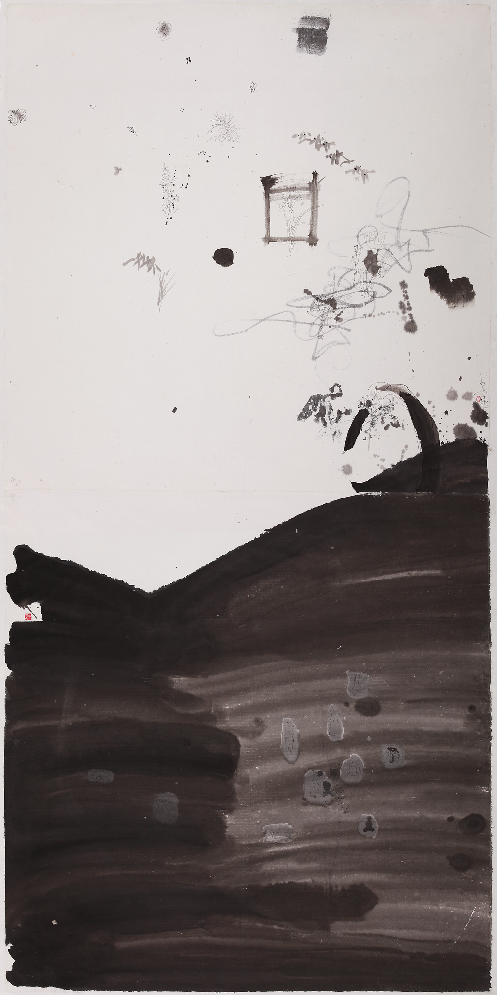 蒋奇谷JIANG Qigu  《兰梅竹佛图》The Painting of Orchid,Plum,Bamboo and Buddha  100×200cm  纸本水墨Ink On Paper  2007