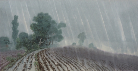 【朝鲜水墨画】雨中的田野