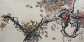 【朝鲜水墨画】 藤蔓中的麻雀