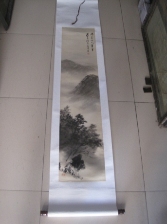 黄胄 河北蠡县 开启全新人物画笔墨范式 山水绢本条幅，尺寸123-28cm
