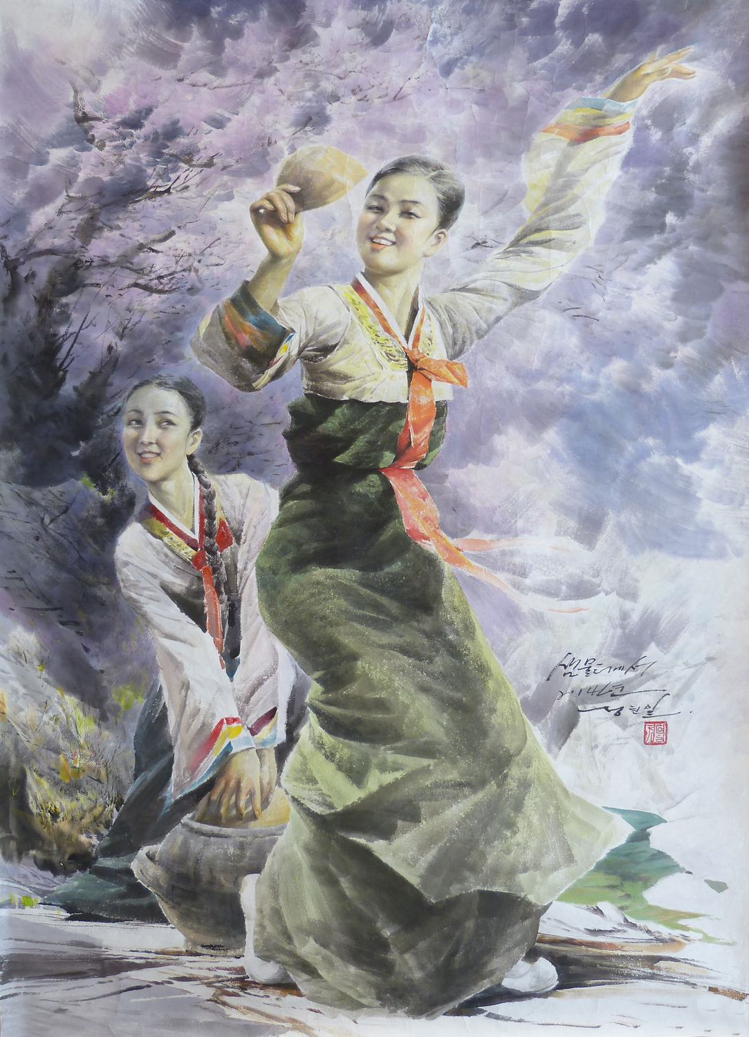 2021朝鲜绘画大展：我们的美女_作品