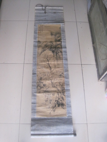 石涛 广西桂林 “清初四僧”之一 山水条幅，尺寸107-27cm
