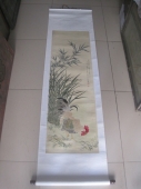 刘德六 清代江苏吴江 陆恢的老师 竹鸡图条幅，尺寸127-39cm