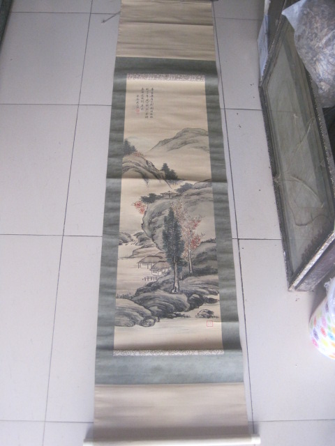 吴大澂 清代江苏苏州 同治进士 民族英雄 山水条幅，尺寸113-33cm