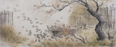 【朝鲜水墨画】院内的欢雀